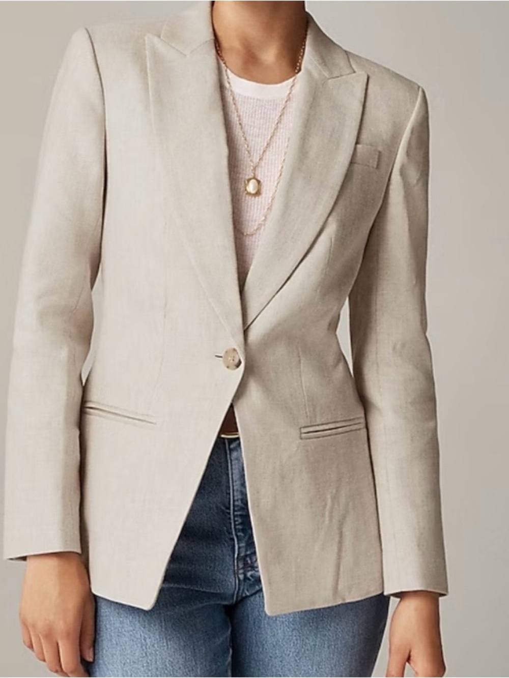 J. Crew Light Cream Single-Button Tailored Blazer
